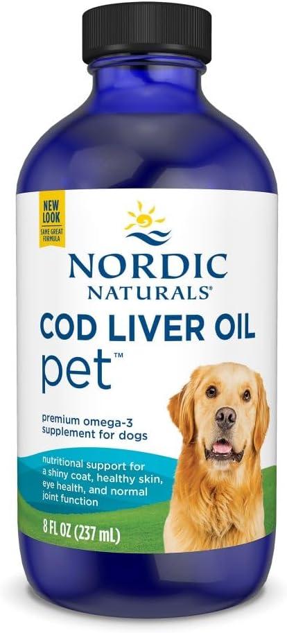 imageNordic Naturals Omega3 Pet Bundle 2 oz Omega3 Fish Oil for Small Dogs amp Cats 8 oz Pet Cod Liver Oil Promotes Heart Skin Coat amp Immune Health