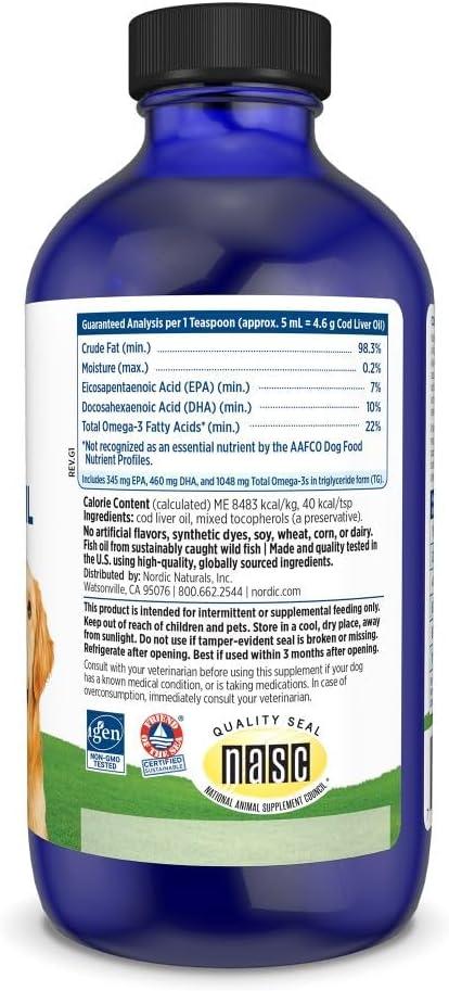 imageNordic Naturals Omega3 Pet Bundle 2 oz Omega3 Fish Oil for Small Dogs amp Cats 8 oz Pet Cod Liver Oil Promotes Heart Skin Coat amp Immune Health