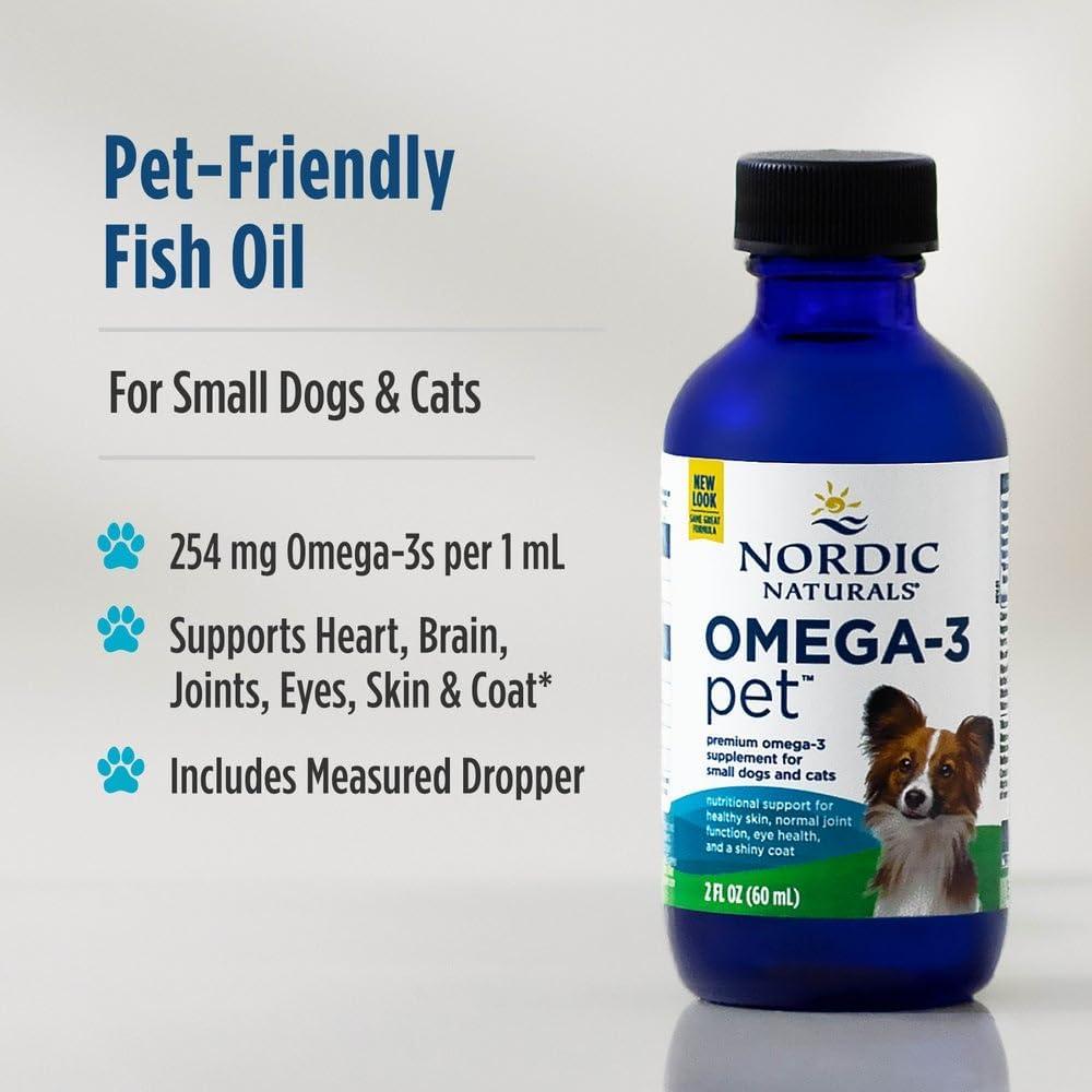 imageNordic Naturals Omega3 Pet Bundle 2 oz Omega3 Fish Oil for Small Dogs amp Cats 8 oz Pet Cod Liver Oil Promotes Heart Skin Coat amp Immune Health