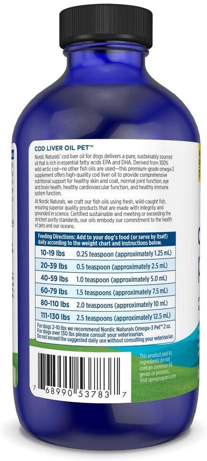 imageNordic Naturals Omega3 Pet Bundle 2 oz Omega3 Fish Oil for Small Dogs amp Cats 8 oz Pet Cod Liver Oil Promotes Heart Skin Coat amp Immune Health