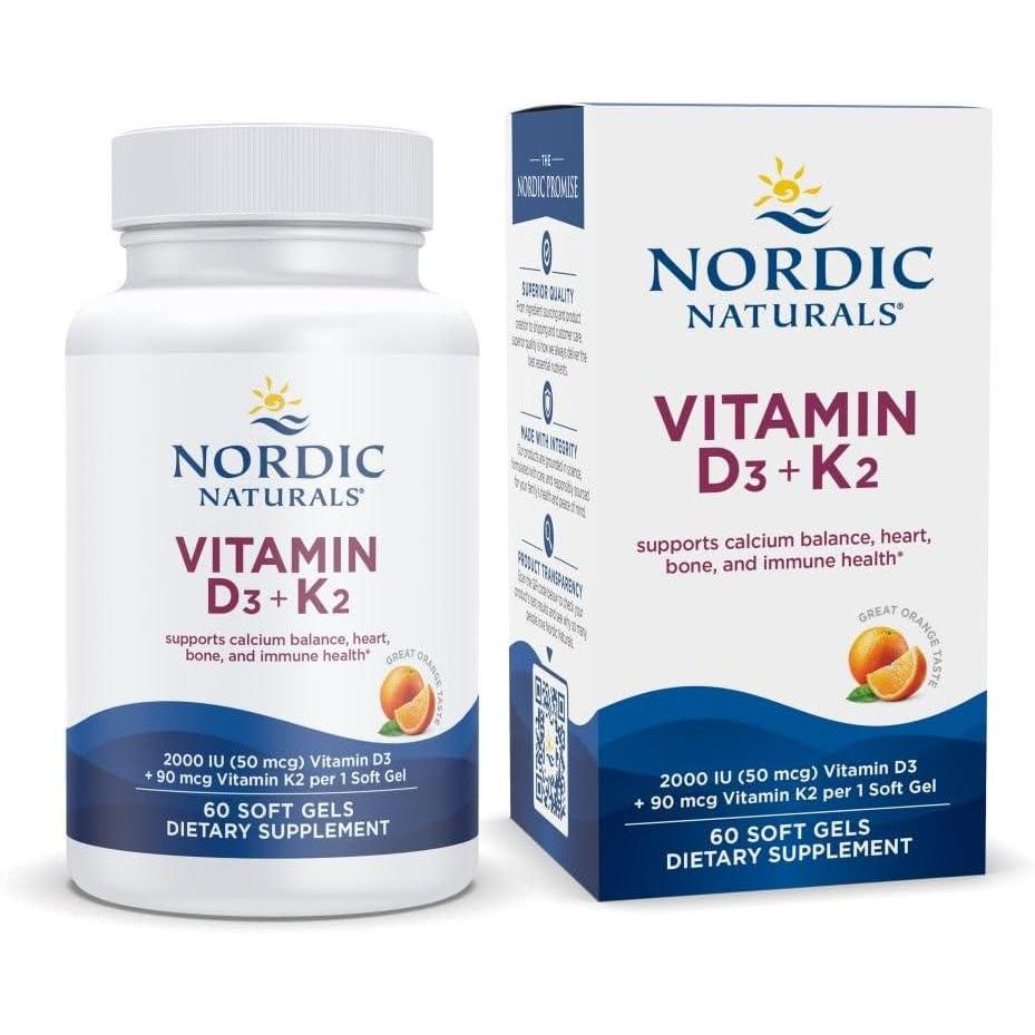 imageNordic Naturals Vitamin D3  K2 Orange Taste  60 Soft Gels  Synergistic Support for Bones Immune Function amp Calcium Balance  NonGMO  60 Servings1 Count Pack of 60