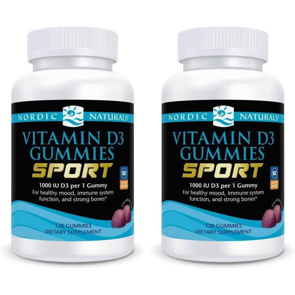 imageNordic Naturals Vitamin D3 Gummies Sport Wild Berry  120 Gummies  1000 IU Vitamin D3  NSF Certified  Healthy Bones Mood amp Immune System Function  NonGMO  120 Servings120 Count Pack of 2