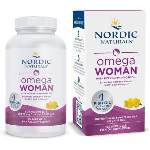Nordic Naturals Omega Woman, Lemon – 120 Soft Gels – 500 mg Omega-3 + 800 mg Evening Primrose Oil – Healthy Skin & Optimal Wellness – Non-GMO – 60 Servings(120 Count (Pack of 1))