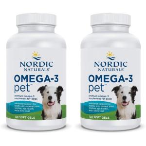 Nordic Naturals Omega-3 Pet, Unflavored – 90 Soft Gels – 320 mg Omega-3 Per Soft Gel – Fish Oil for Dogs with EPA & DHA – Promotes Heart, Skin, Coat, & Immune Health(120 Count (Pack of 2))