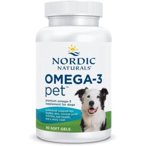 Nordic Naturals Omega-3 Pet, Unflavored – 90 Soft Gels – 320 mg Omega-3 Per Soft Gel – Fish Oil for Dogs with EPA & DHA – Promotes Heart, Skin, Coat, & Immune Health(90 Count (Pack of 1))