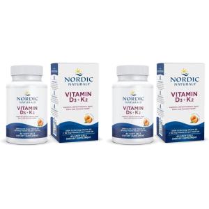 Nordic Naturals Vitamin D3 + K2, Orange Taste – 60 Soft Gels – Synergistic Support for Bones, Immune Function & Calcium Balance – Non-GMO – 60 Servings(60 Count (Pack of 2))