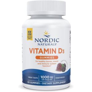 Nordic Naturals Vitamin D3 Gummies, Wild Berry – 60 Gummies – 1000 IU Vitamin D3 – Great Taste – Healthy Bones, Mood & Immune System Function – Non-GMO – 60 Servings(Wild Berry)