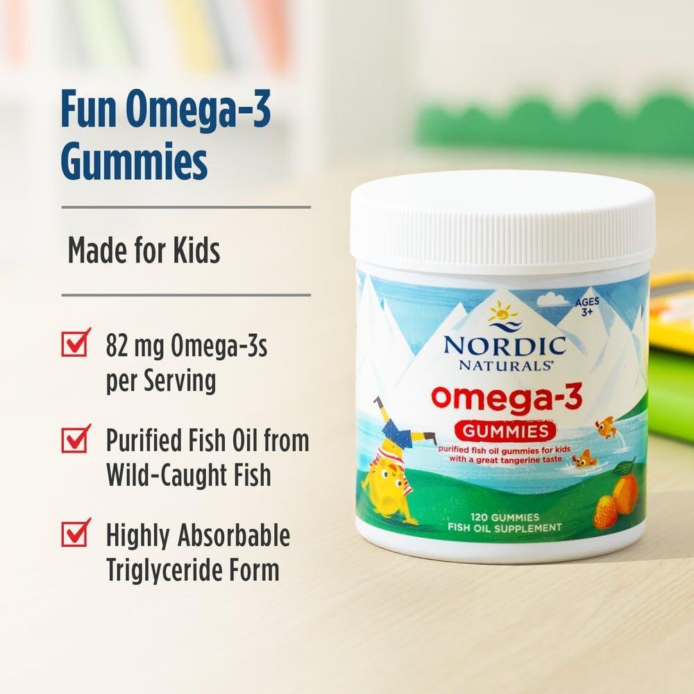 imageNordic Naturals Nordic Omega3 Gummies Tangerine 120 Gummies 82 mg Total Omega3s with EPA amp DHA NonGMO 60 Servings60 Count Pack of 2