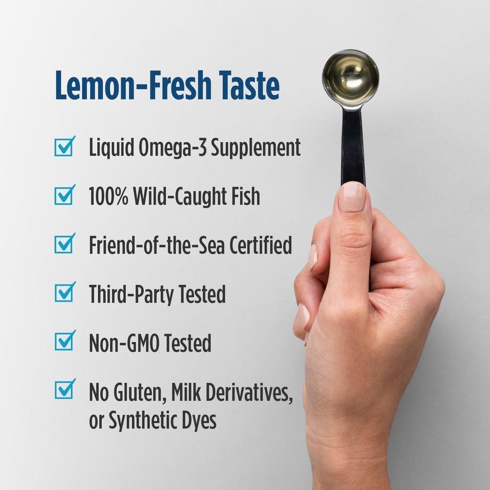 imageNordic Naturals Ultimate Omega Xtra Liquid Lemon Flavor 8 oz 3400 mg Omega3 1000 IU Vitamin D3 EPA amp DHA Brain Heart Joint amp Immune Health NonGMO 48 Servings
