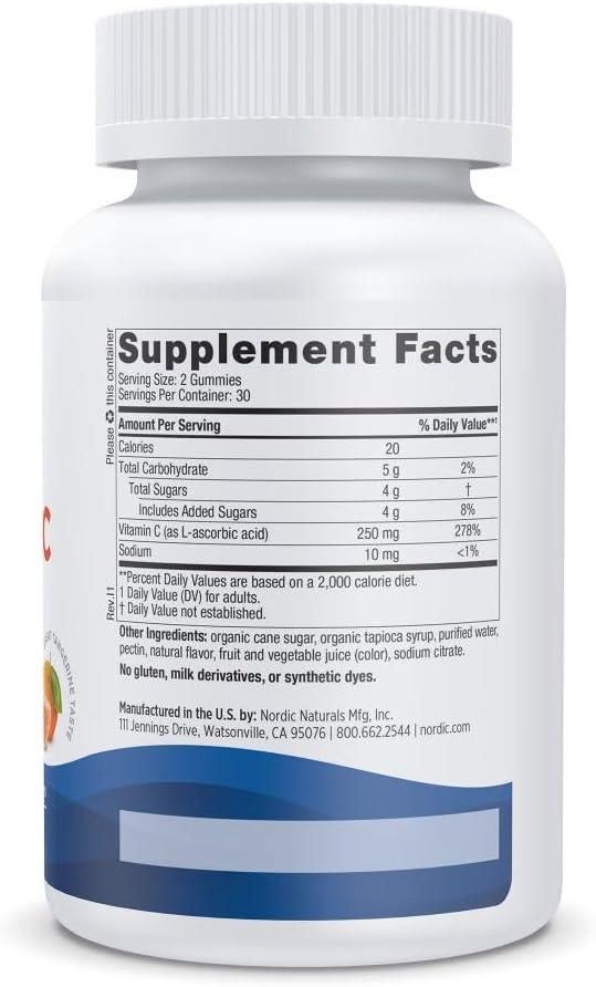 imageNordic Naturals Vitamin C Gummies Tart Tangerine 120 Gummies 250 mg Vitamin C Immune Support Antioxidant Protection Child Growth amp Development NonGMO Vegan 60 Servings60 Count Pack of 1