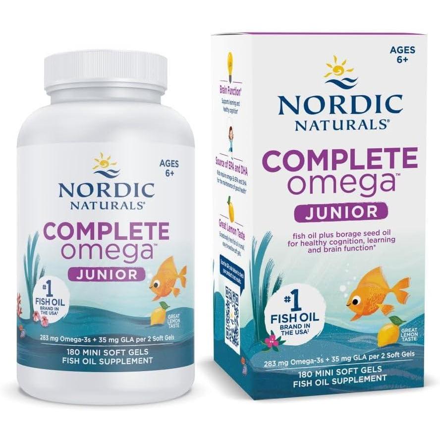 imageNordic Naturals Complete Omega Jr Lemon  90 Mini Soft Gels  283 mg Total Omega3s amp 35 mg GLA  Healthy Cognition Nervous System Function  NonGMO  45 Servings180 Count Pack of 1
