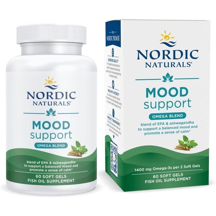imageNordic Naturals Mood Support Omega Blend  Unflavored  60 Soft Gels  1400 mg Omega3 Supplement with EPA amp DHA  Promotes Balanced Mood and Serenity  NonGMO  30 Servings