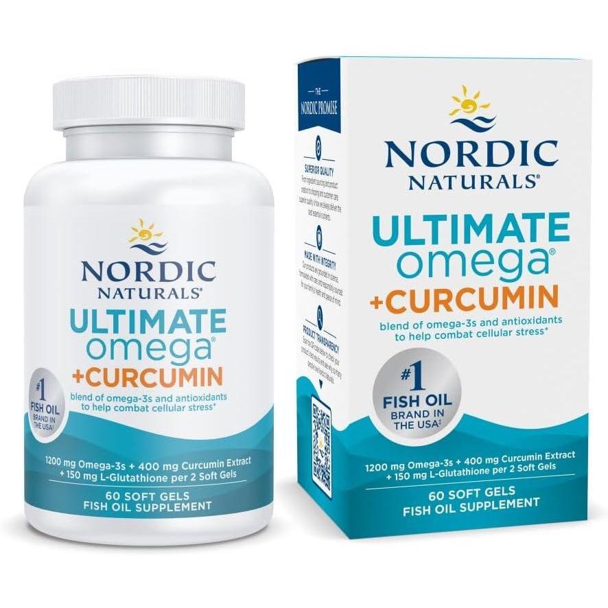 imageNordic Naturals Omega Curcumin Lemon  60 Soft Gels  1200 mg Omega3  400 mg Optimized Curcumin  Combats Cellular Stress  NonGMO  30 Servings