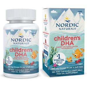 Nordic Naturals Children’s DHA, Strawberry – 90 Mini Chewable Soft Gels for Kids – 250 mg Omega-3 with EPA & DHA – Brain Development & Function – Non-GMO – 22 Servings(360 Count (Pack of 1))