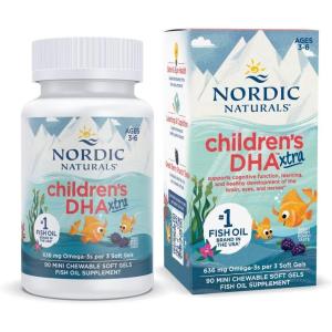 Nordic Naturals Children’s DHA Xtra, Berry Punch – 90 Mini Chewable Soft Gels for Kids – 636 mg Omega-3s EPA & DHA – Cognitive & Immune Function, Learning, Social Development – Non-GMO – 30 Servings