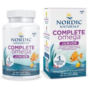 Nordic Naturals Complete Omega Jr., Lemon – 90 Mini Soft Gels – 283 mg Total Omega-3s & 35 mg GLA – Healthy Cognition, Nervous System Function – Non-GMO – 45 Servings(90 Count (Pack of 1))