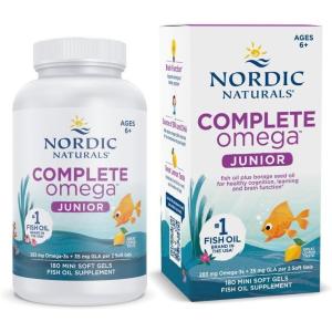 Nordic Naturals Complete Omega Jr., Lemon – 90 Mini Soft Gels – 283 mg Total Omega-3s & 35 mg GLA – Healthy Cognition, Nervous System Function – Non-GMO – 45 Servings(180 Count (Pack of 1))