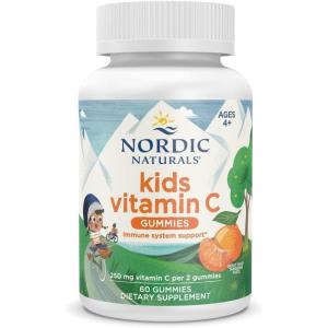 Nordic Naturals Kids Vitamin C Gummies – Tangy Tangerine – 60 Gummies – Vegan Vitamin C Supplement – Children’s Immunity and Antioxidant Support – 250 mg per Serving – 30 Servings(60 Count (Pack of 1))