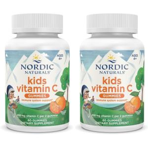 Nordic Naturals Kids Vitamin C Gummies – Tangy Tangerine – 60 Gummies – Vegan Vitamin C Supplement – Children’s Immunity and Antioxidant Support – 250 mg per Serving – 30 Servings(60 Count (Pack of 2))