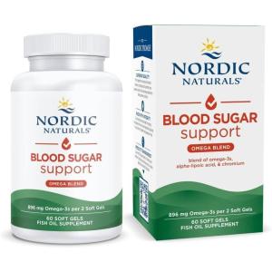 Nordic Naturals Omega Blood Sugar, Lemon – 60 Soft Gels – 896 mg Omega-3 + Alpha-Lipoic Acid & Chromium – Metabolism – Non-GMO – 30 Servings