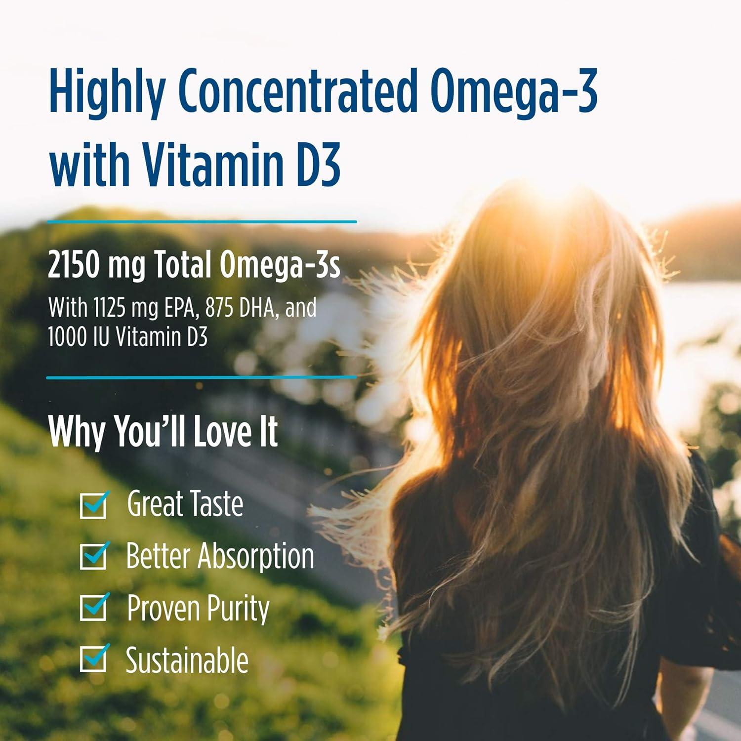 imageNordic Naturals ProOmega 2000D Fish Oil 1125 mg EPA 875 mg DHA 1000 IU Vitamin D3 Cardiovascular Neurological Eye and Immune Health Lemon Flavor 60 Soft GelsLemon