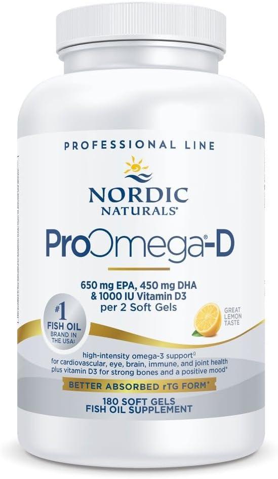 imageNordic Naturals ProOmegaD Lemon Flavor 120 Soft Gels 1280 mg Omega3 1000 IU D3 HighPotency Fish Oil EPA amp DHA Brain Eye Heart amp Immune Health NonGMO 60 ServingsLemon