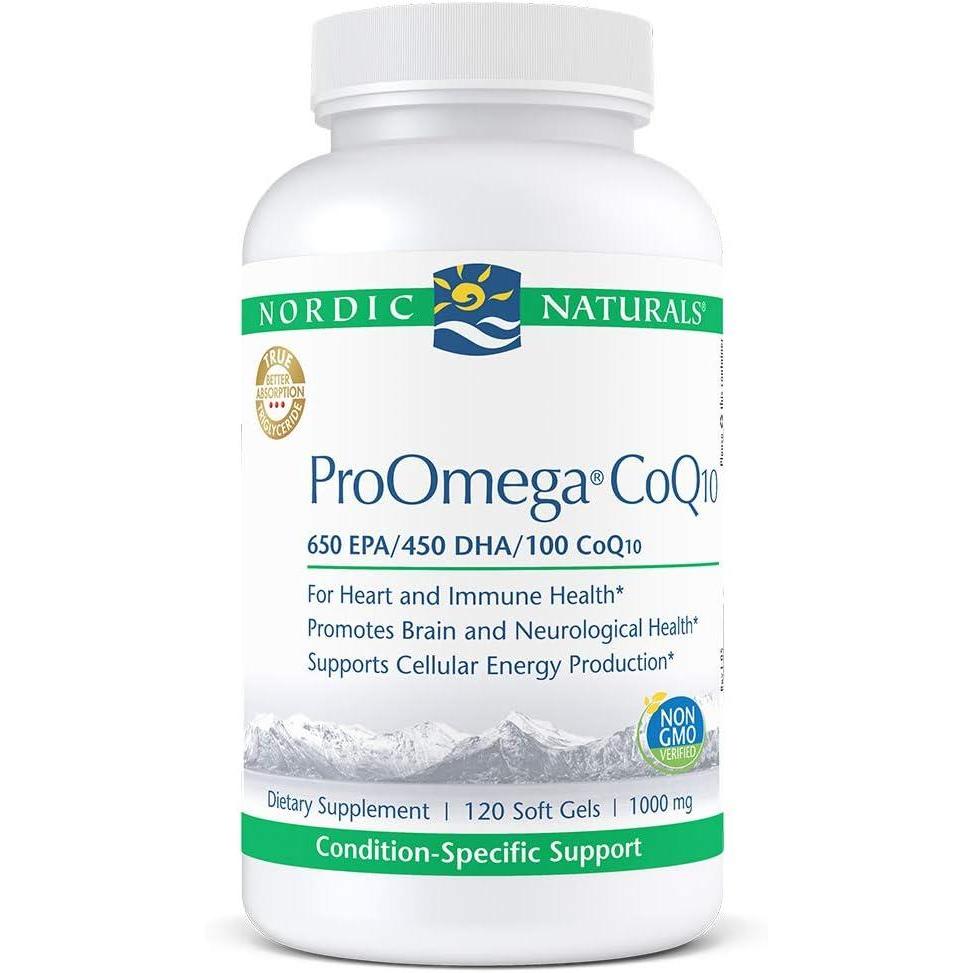 imageNordic Naturals ProOmega CoQ10  Fish Oil 650 mg EPA 450 mg DHA 100 mg CoQ10 Promotes Neurological Health and Cellular Energy Production 120 Soft Gels