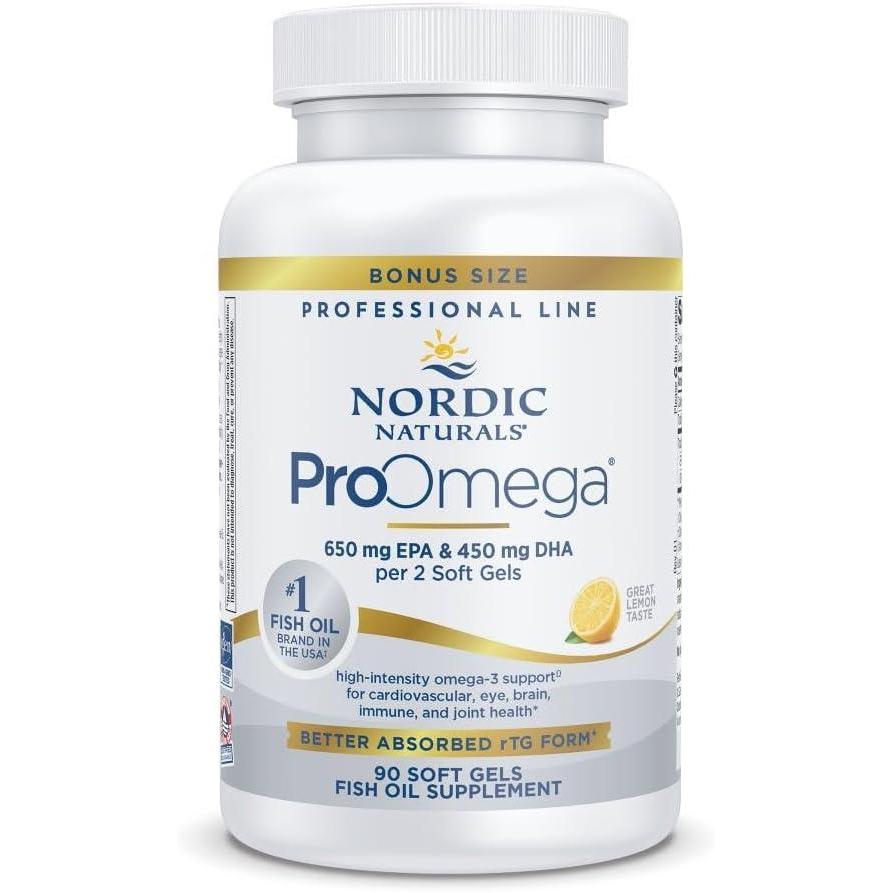 imageNordic Naturals ProOmega Lemon Flavor  180 Soft Gels  1280 mg Omega3  HighPotency Fish Oil with EPA amp DHA  Promotes Brain Eye Heart amp Immune Health  NonGMO  90 Servings90 Count Pack of 1