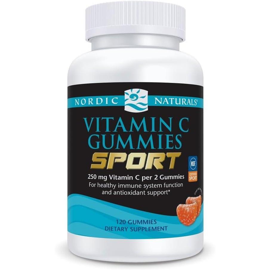 imageNordic Naturals Vitamin C Gummies Sport Tart Tangerine  120 Gummies  250 mg Vitamin C  Antioxidant Protection  NSF Certified  NonGMO Vegan  60 Servings1 Count Pack of 120