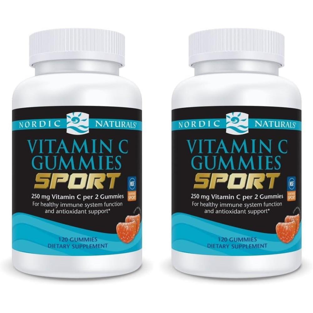 imageNordic Naturals Vitamin C Gummies Sport Tart Tangerine  120 Gummies  250 mg Vitamin C  Antioxidant Protection  NSF Certified  NonGMO Vegan  60 Servings1 Count Pack of 240