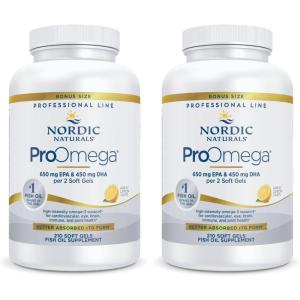 Nordic Naturals ProOmega, Lemon Flavor – 180 Soft Gels – 1280 mg Omega-3 – High-Potency Fish Oil with EPA & DHA – Promotes Brain, Eye, Heart, & Immune Health – Non-GMO – 90 Servings(210 Count (Pack of 2))
