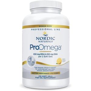 Nordic Naturals ProOmega, Lemon Flavor – 180 Soft Gels – 1280 mg Omega-3 – High-Potency Fish Oil with EPA & DHA – Promotes Brain, Eye, Heart, & Immune Health – Non-GMO – 90 Servings(210 Count (Pack of 1))
