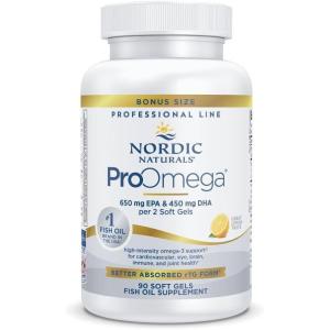 Nordic Naturals ProOmega, Lemon Flavor – 180 Soft Gels – 1280 mg Omega-3 – High-Potency Fish Oil with EPA & DHA – Promotes Brain, Eye, Heart, & Immune Health – Non-GMO – 90 Servings(90 Count (Pack of 1))