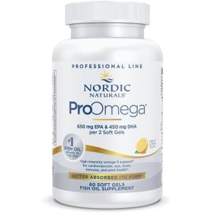 Nordic Naturals ProOmega, Lemon Flavor – 180 Soft Gels – 1280 mg Omega-3 – High-Potency Fish Oil with EPA & DHA – Promotes Brain, Eye, Heart, & Immune Health – Non-GMO – 90 Servings(60 Count (Pack of 1))