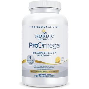 Nordic Naturals ProOmega, Lemon Flavor – 180 Soft Gels – 1280 mg Omega-3 – High-Potency Fish Oil with EPA & DHA – Promotes Brain, Eye, Heart, & Immune Health – Non-GMO – 90 Servings(180 Count (Pack of 1))