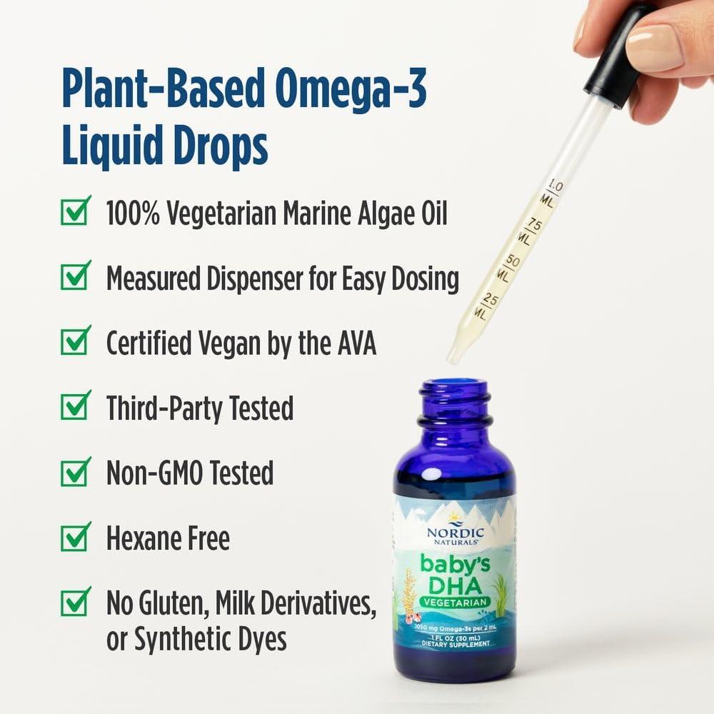 imageNordic Naturals Babys DHA Vegetarian Unflavored 1050 mg PlantBased Omega31 oz Supports Brain amp Vision Development in Babies NonGMO Vegan 15 Servings