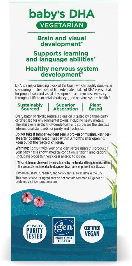 imageNordic Naturals Babys DHA Vegetarian Unflavored 1050 mg PlantBased Omega31 oz Supports Brain amp Vision Development in Babies NonGMO Vegan 15 Servings