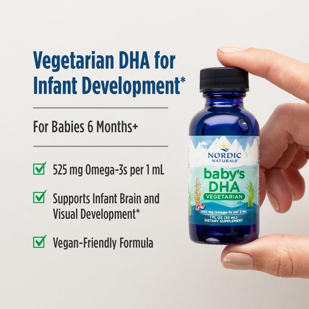 imageNordic Naturals Babys DHA Vegetarian Unflavored 1050 mg PlantBased Omega31 oz Supports Brain amp Vision Development in Babies NonGMO Vegan 15 Servings