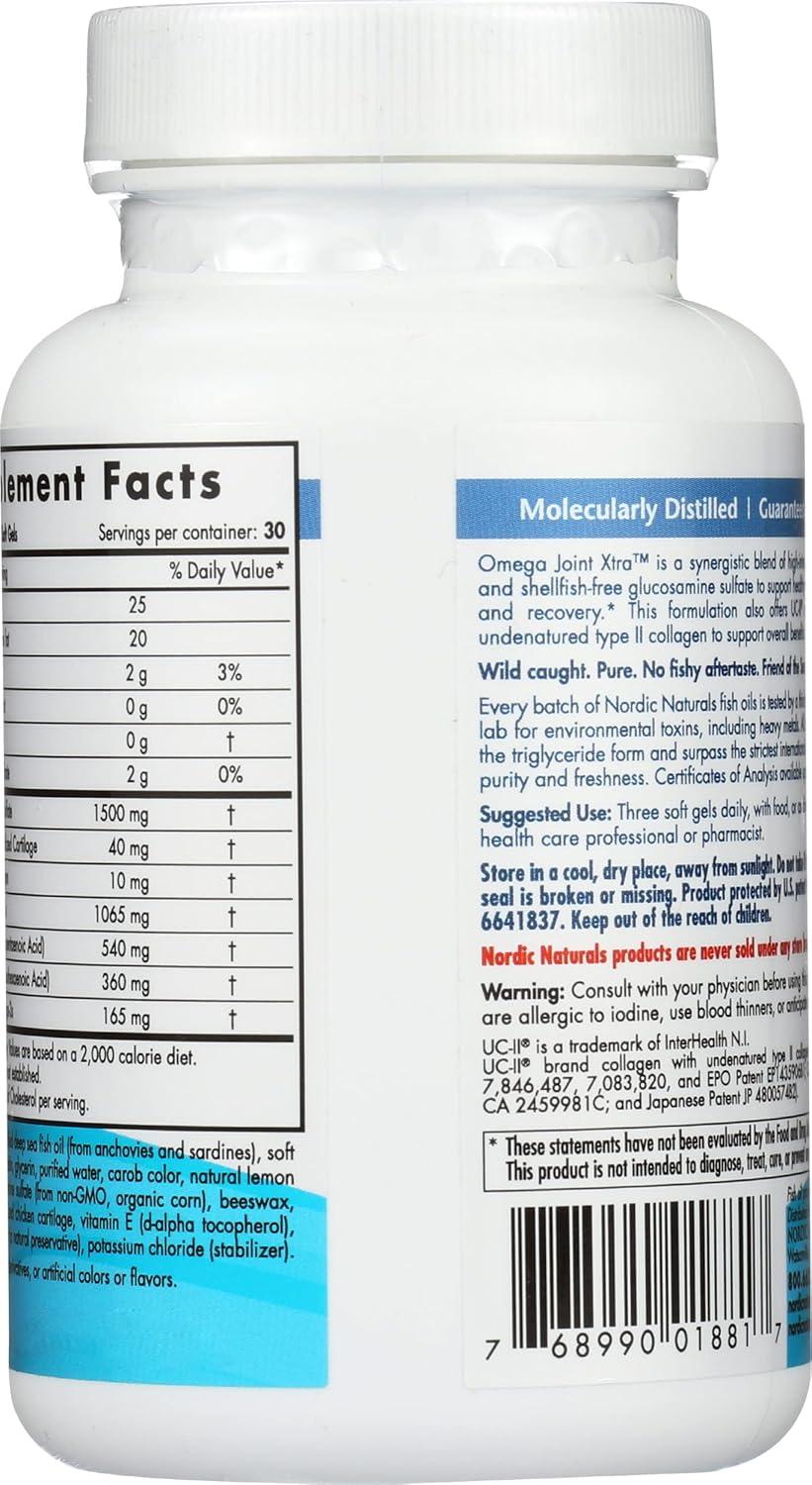 imageNordic Naturals Omega Joint Xtra Lemon 90 Soft Gels 1065 mg Omega3 Glucosamine Sulfate amp Type 2 Collagen Joint Health Cartilage Recovery NonGMO 30 Servings