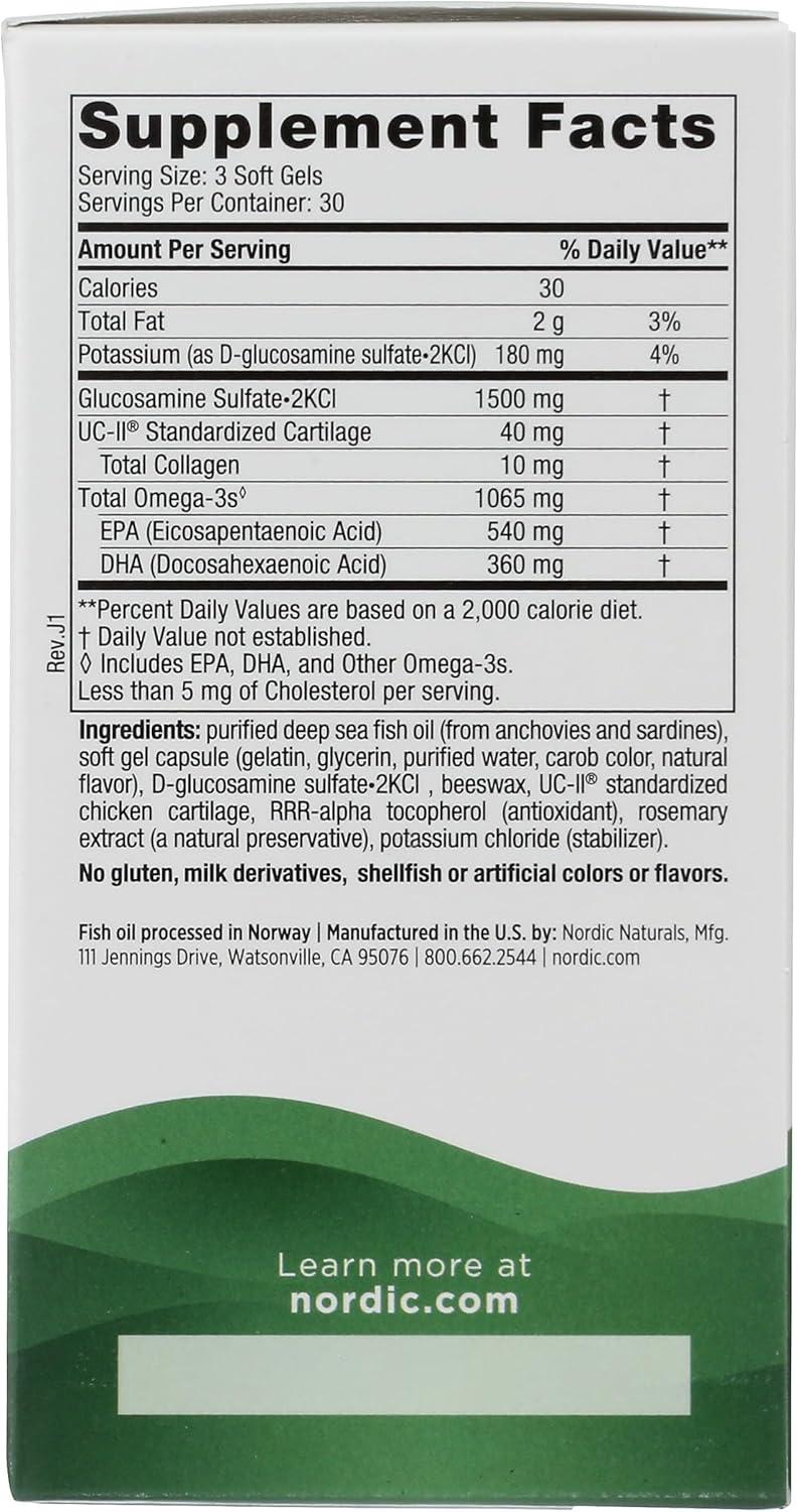 imageNordic Naturals Omega Joint Xtra Lemon 90 Soft Gels 1065 mg Omega3 Glucosamine Sulfate amp Type 2 Collagen Joint Health Cartilage Recovery NonGMO 30 Servings