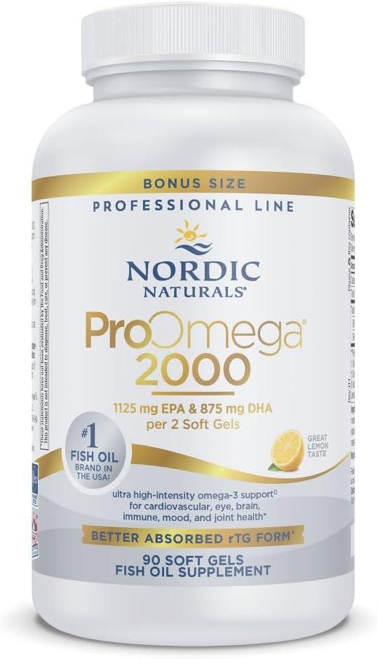 imageNordic Naturals ProOmega 2000 Lemon Flavor 120 Soft Gels 2150 mg Omega3 Ultra HighPotency Fish Oil EPA amp DHA Promotes Brain Eye Heart amp Immune Health NonGMO 60 ServingsLemon