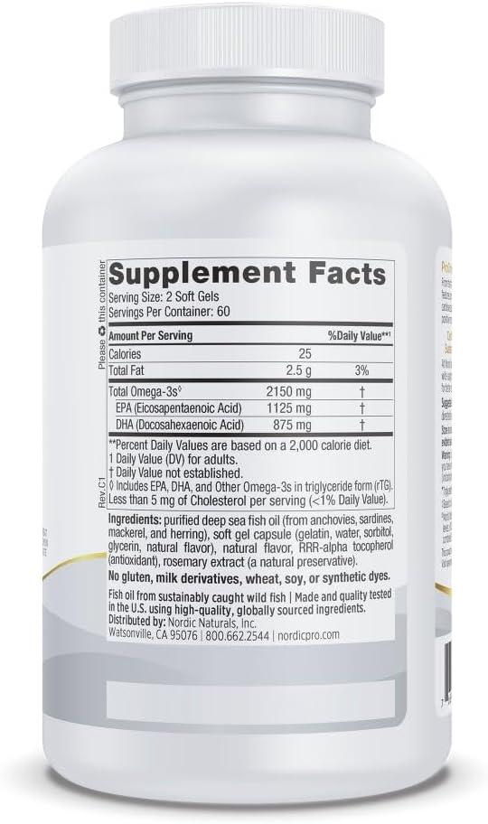 imageNordic Naturals ProOmega 2000 Lemon Flavor 120 Soft Gels 2150 mg Omega3 Ultra HighPotency Fish Oil EPA amp DHA Promotes Brain Eye Heart amp Immune Health NonGMO 60 ServingsLemon