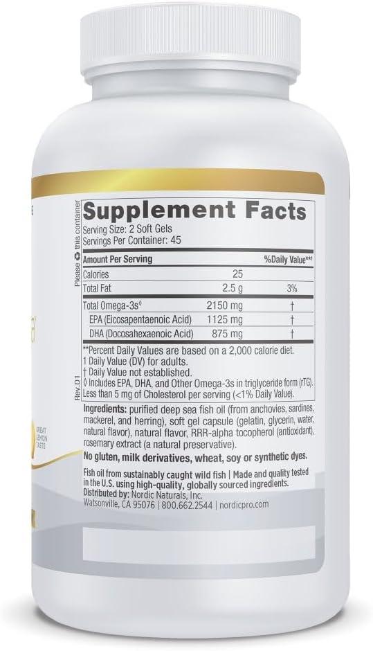 imageNordic Naturals ProOmega 2000 Lemon Flavor 120 Soft Gels 2150 mg Omega3 Ultra HighPotency Fish Oil EPA amp DHA Promotes Brain Eye Heart amp Immune Health NonGMO 60 ServingsLemon