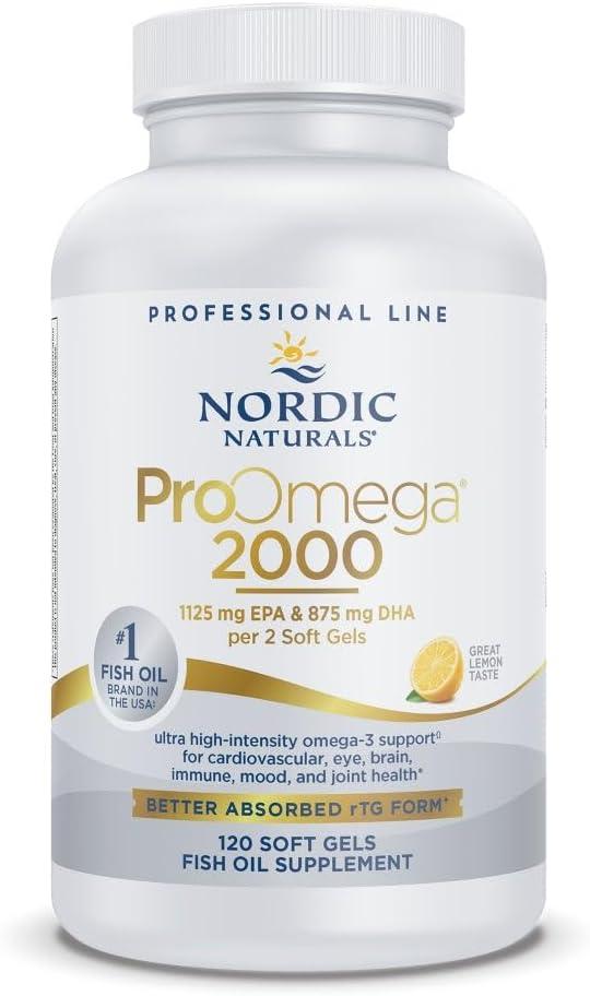 imageNordic Naturals ProOmega 2000 Lemon Flavor 120 Soft Gels 2150 mg Omega3 Ultra HighPotency Fish Oil EPA amp DHA Promotes Brain Eye Heart amp Immune Health NonGMO 60 ServingsLemon