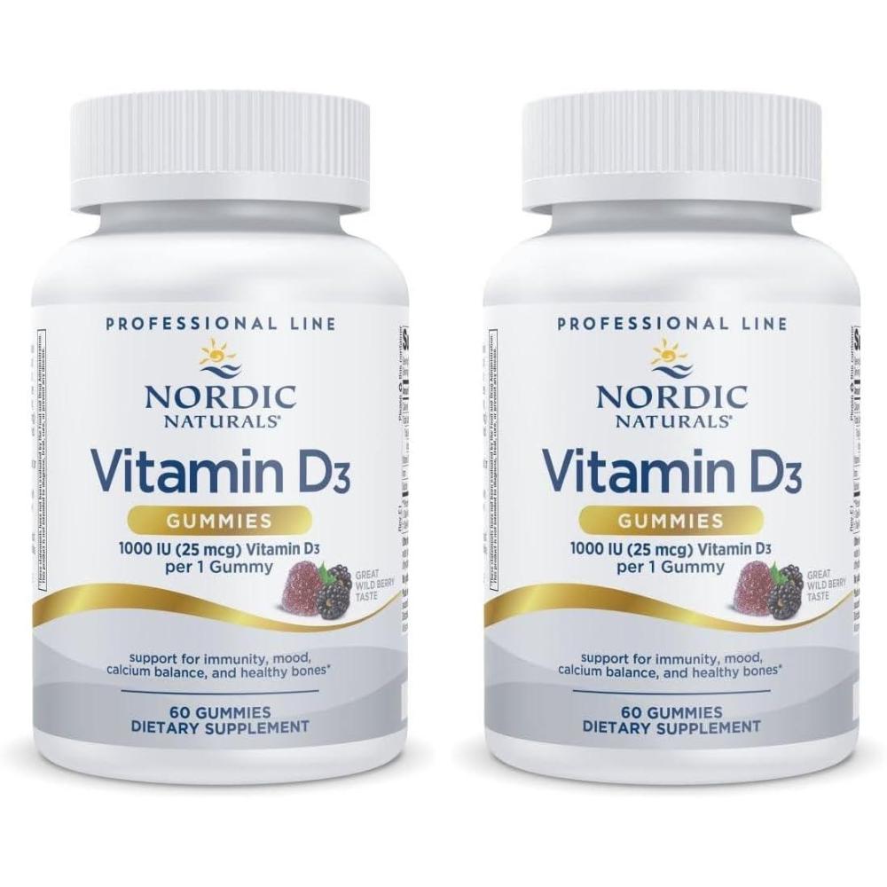 imageNordic Naturals Pro Vitamin D3 Gummies Wild Berry  60 Gummies  1000 IU Vitamin D3  Great Taste  Healthy Bones Mood amp Immune System Function  NonGMO  60 Servings60 Count Pack of 2