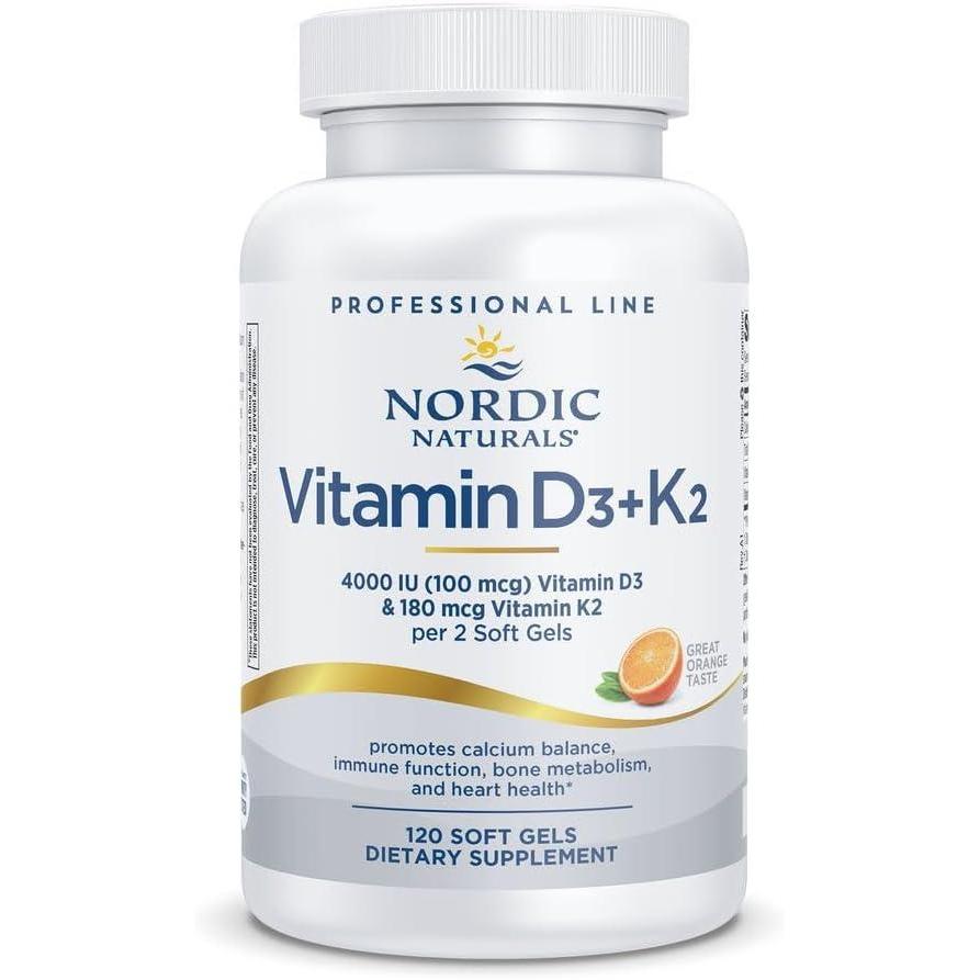 imageNordic Naturals Professional Grade Vitamin D3K2 Supplement Orange Flavor  60 Soft Gels  4000 IU Vitamin D3 amp 180 mcg K2 Promotes Calcium Balance amp Immune Function  NonGMO  30 Servings