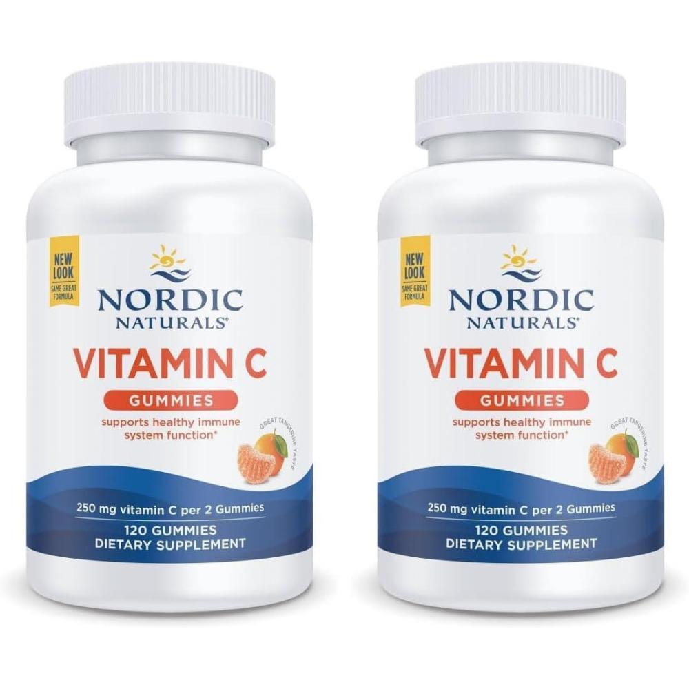 imageNordic Naturals Vitamin C Gummies Tart Tangerine  120 Gummies  250 mg Vitamin C  Immune Support Antioxidant Protection Child Growth amp Development  NonGMO Vegan  60 Servings Pack of 2