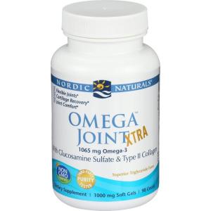 Nordic Naturals Omega Joint Xtra, Lemon – 90 Soft Gels – 1065 mg Omega-3 + Glucosamine Sulfate & Type 2 Collagen – Joint Health, Cartilage Recovery – Non-GMO – 30 Servings