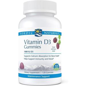 Nordic Naturals Pro Vitamin D3 Gummies, Wild Berry – 60 Gummies – 1000 IU Vitamin D3 – Great Taste – Healthy Bones, Mood & Immune System Function – Non-GMO – 60 Servings(120 Count (Pack of 1))
