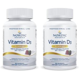Nordic Naturals Pro Vitamin D3 Gummies, Wild Berry – 60 Gummies – 1000 IU Vitamin D3 – Great Taste – Healthy Bones, Mood & Immune System Function – Non-GMO – 60 Servings(60 Count (Pack of 2))